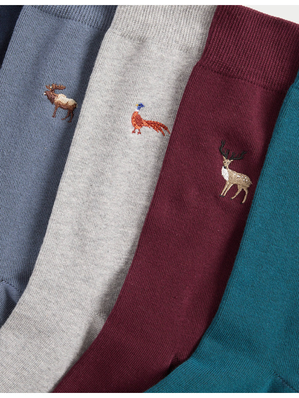 Marks & Spencer 5 parov nogavic Cool & Fresh™ Woodland z visokim deležem bombaža Marks & Spencer večbarvna