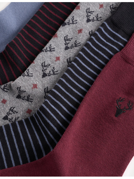 Marks & Spencer Nogavice C and F z motivom jelena, z visokim deležem bombaža, 5 parov v paketu Marks & Spencer mornarsko modra