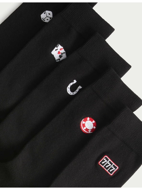 Marks & Spencer 5 parov nogavic Cool & Fresh™ Casino z visokim deležem bombaža Marks & Spencer črna