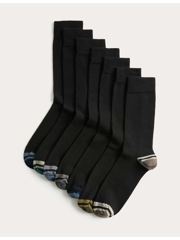 Marks & Spencer 7 parov visoko bombažnih nogavic Cool & Fresh™ Marks & Spencer črna