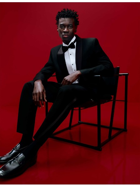 Marks & Spencer Smoking hlače ozkega kroja z elastiko Marks & Spencer črna