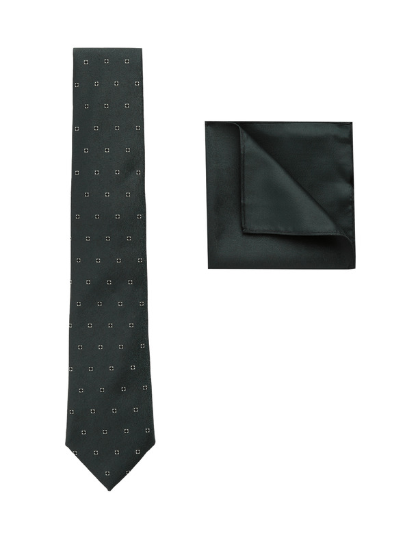 Marks & Spencer Komplet: kravata z geometrijskim vzorcem in žepni robček Marks & Spencer zelena