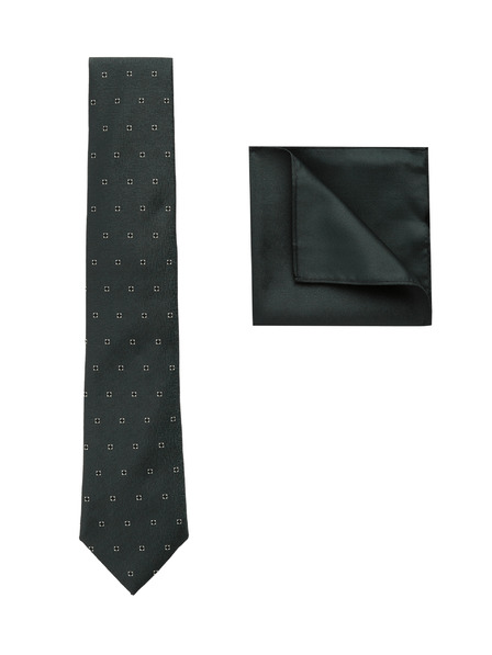 Marks & Spencer Komplet: kravata z geometrijskim vzorcem in žepni robček Marks & Spencer zelena