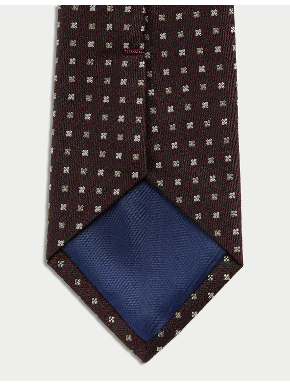 Marks & Spencer Kravata z geometrijskim vzorcem, z visokim deležem svile in volne Marks & Spencer rdeča