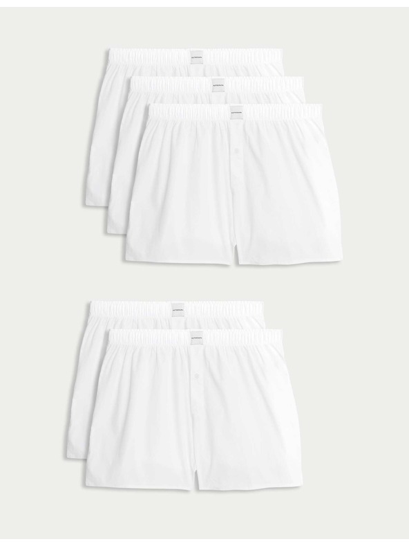 Marks & Spencer Tkane supima® boksarice z visokim deležem bombaža, 5 kosov v paketu Marks & Spencer bela