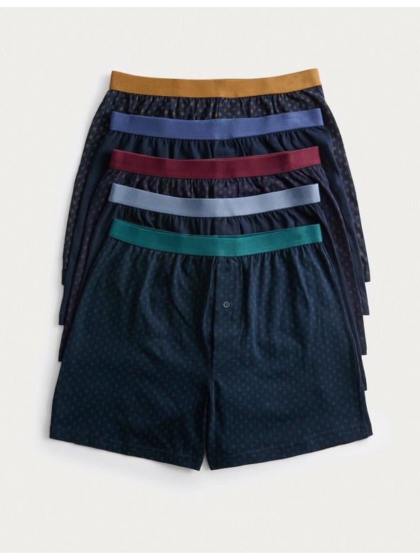 Marks & Spencer Žersejske boksarice iz čistega bombaža s tehnologijo Cool & Fresh™ in geometrijskim motivom, komplet 5 kosov Marks & Spencer mornarsko modra