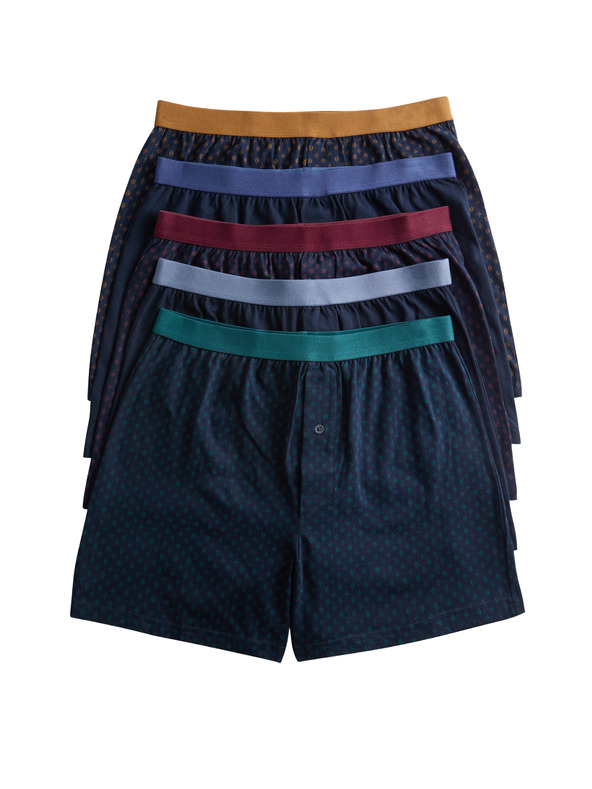 Marks & Spencer Žersejske boksarice iz čistega bombaža s tehnologijo Cool & Fresh™ in geometrijskim motivom, komplet 5 kosov Marks & Spencer mornarsko modra