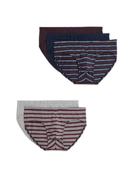 Marks & Spencer Prugaste spodnje hlačke iz čistega bombaža; Tehnologija Cool & Fresh™; 5 kosov v paketu Marks & Spencer rdeča