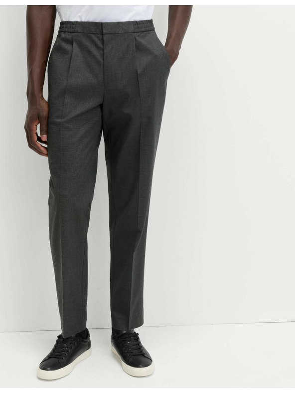 Marks & Spencer Elegantne hlače z elastičnim pasom iz bombažne mešanice Marks & Spencer siva