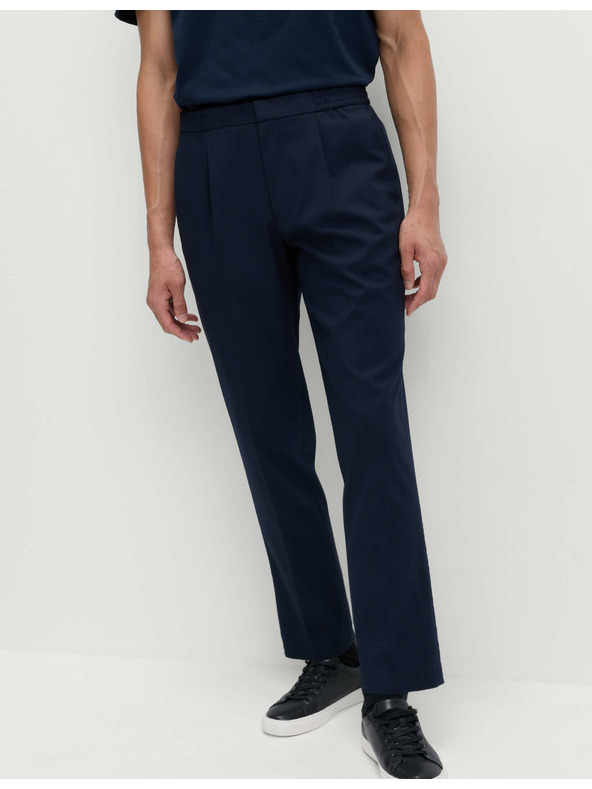 Marks & Spencer Elegantne hlače z elastičnim pasom iz bombažne mešanice Marks & Spencer mornarsko modra