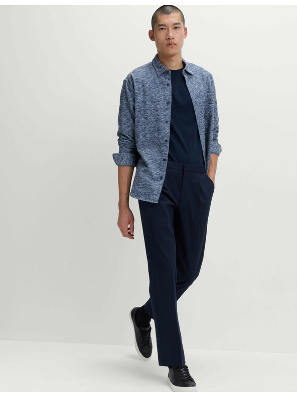 Marks & Spencer Elegantne hlače z elastičnim pasom iz bombažne mešanice Marks & Spencer mornarsko modra