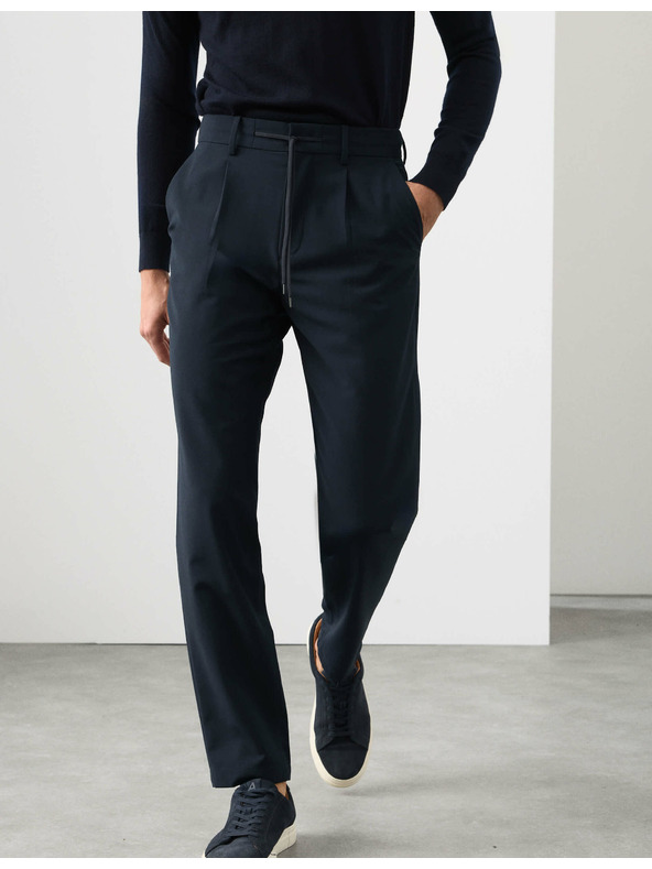 Marks & Spencer Oblačne hlače iz volne mešanice Marks & Spencer mornarsko modra