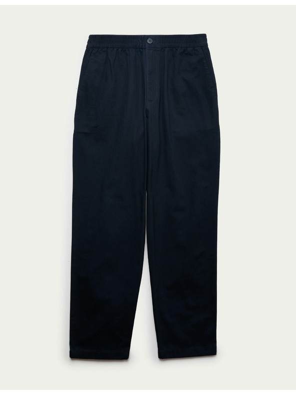 Marks & Spencer Hlače z motivom ribje kosti, iz čiste bombaža Marks & Spencer mornarsko modra