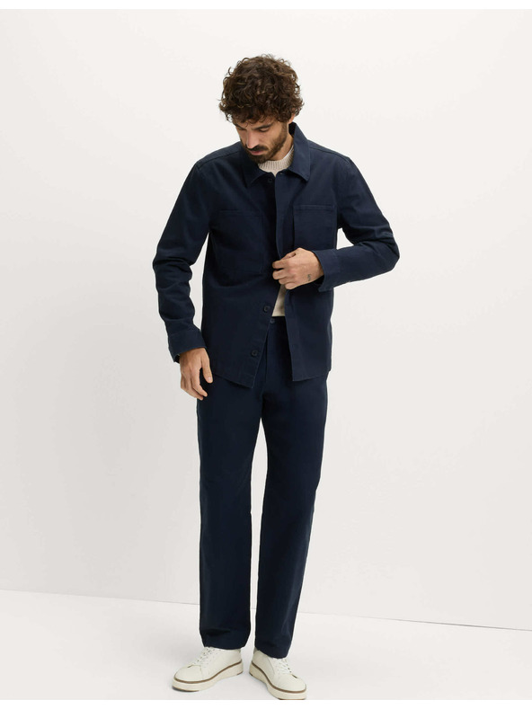 Marks & Spencer Hlače z motivom ribje kosti, iz čiste bombaža Marks & Spencer mornarsko modra