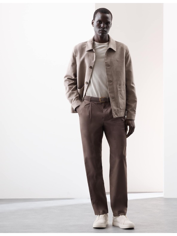 Marks & Spencer Super lahke chino hlače, rahlo zožen rez Marks & Spencer rjava