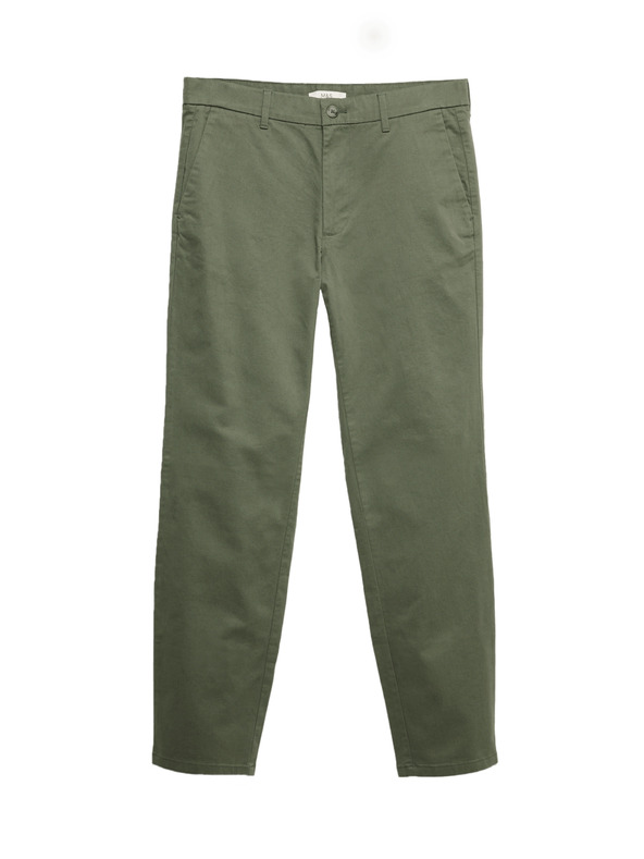 Marks & Spencer Raztegljive hlače chino običajnega kroja Marks & Spencer zelena