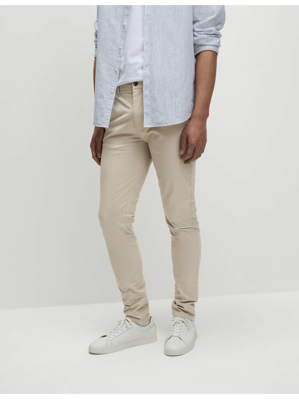 Marks & Spencer Prilegajoče se hlače chino z raztegljivim vzorcem Marks & Spencer bež