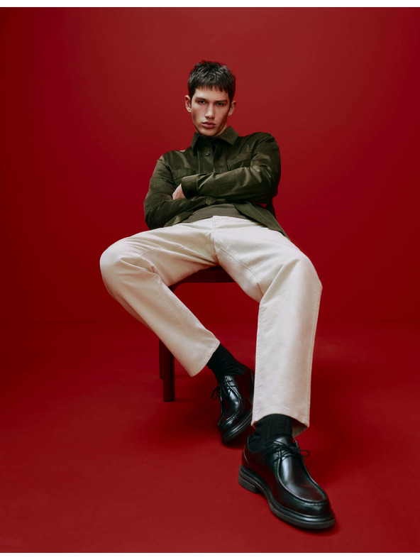 Marks & Spencer Italijanske moleskinaste hlače ravnega kroja, 5 žepov Marks & Spencer bež