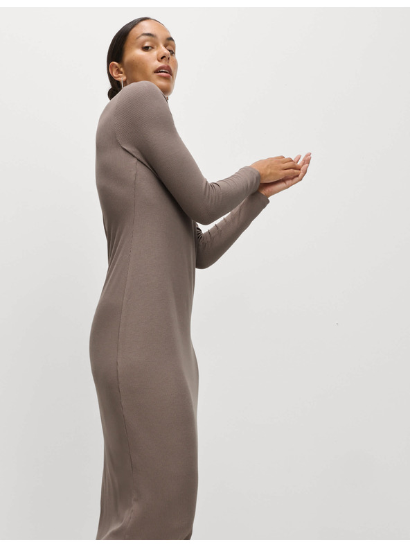 Marks & Spencer Pletene rebraste midi obleke ravnega kroja Marks & Spencer rjava