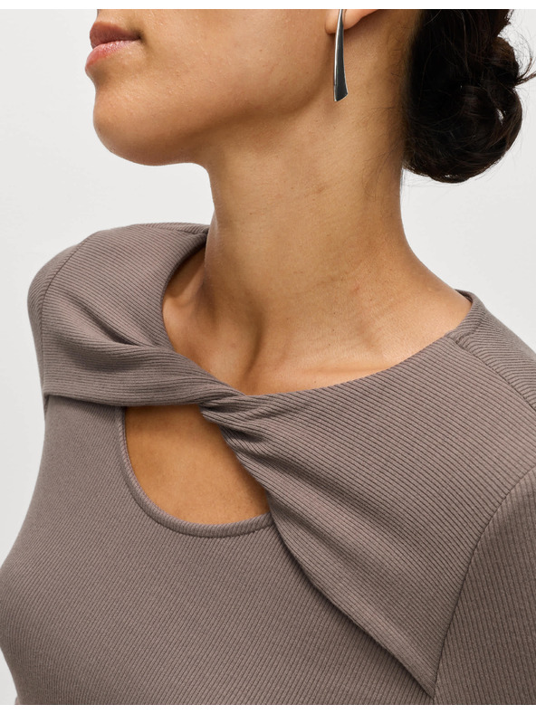 Marks & Spencer Pletene rebraste midi obleke ravnega kroja Marks & Spencer rjava