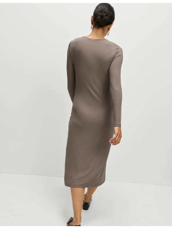 Marks & Spencer Pletene rebraste midi obleke ravnega kroja Marks & Spencer rjava