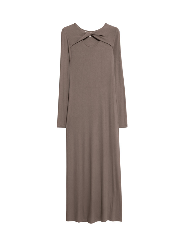 Marks & Spencer Pletene rebraste midi obleke ravnega kroja Marks & Spencer rjava