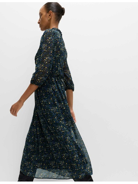 Marks & Spencer Cvetlične nabrane midaxi obleke z izpostavljenim pasom in naborki Marks & Spencer črna