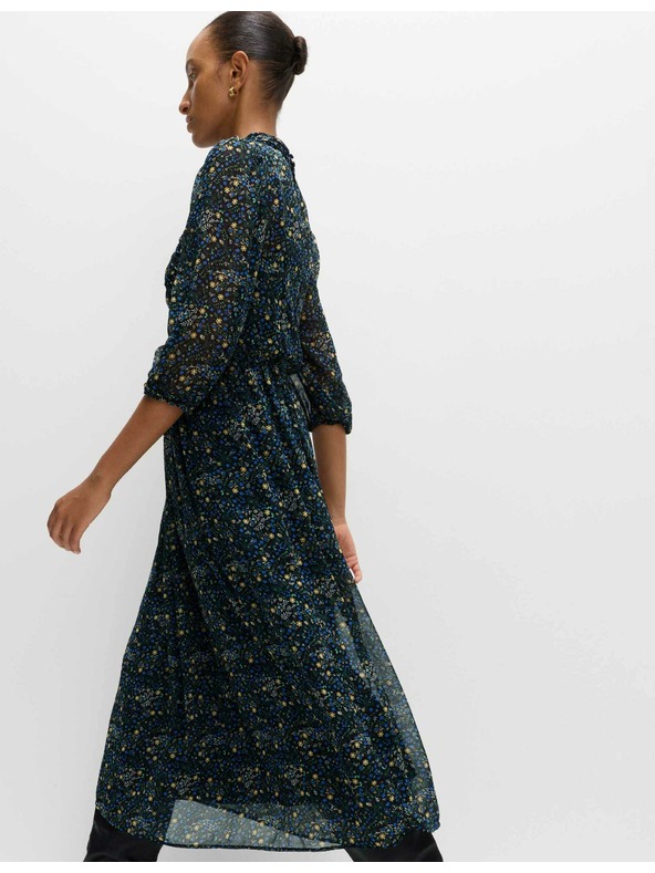 Marks & Spencer Cvetlične nabrane midaxi obleke z izpostavljenim pasom in naborki Marks & Spencer črna