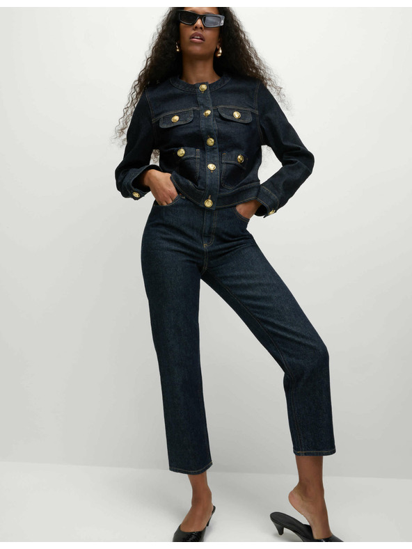 Marks & Spencer Jeans jakna z gumbi brez ovratnika Marks & Spencer mornarsko modra