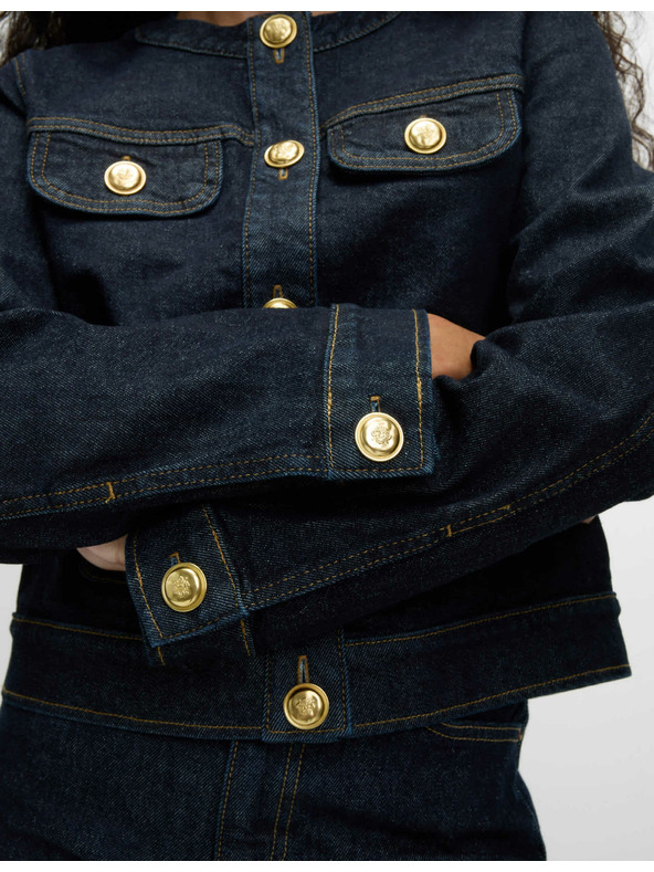 Marks & Spencer Jeans jakna z gumbi brez ovratnika Marks & Spencer mornarsko modra