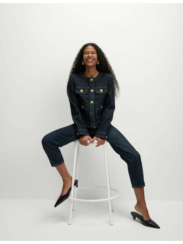 Marks & Spencer Jeans jakna z gumbi brez ovratnika Marks & Spencer mornarsko modra