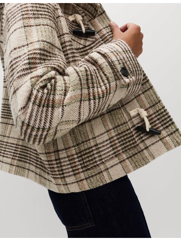 Marks & Spencer Karirast plašč s kapuco in volno Marks & Spencer bež