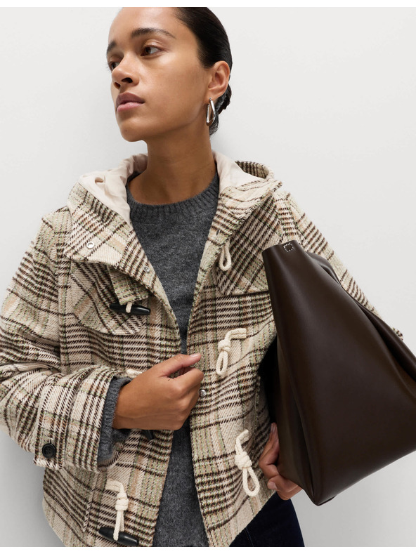 Marks & Spencer Karirast plašč s kapuco in volno Marks & Spencer bež