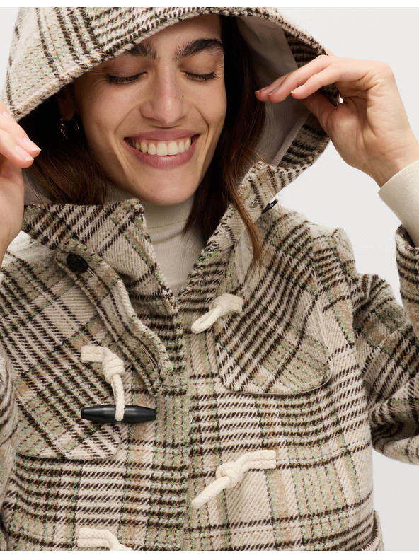 Marks & Spencer Karirast plašč s kapuco in volno Marks & Spencer bež