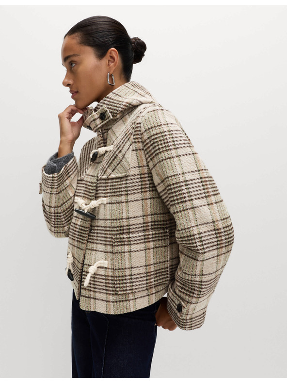 Marks & Spencer Karirast plašč s kapuco in volno Marks & Spencer bež