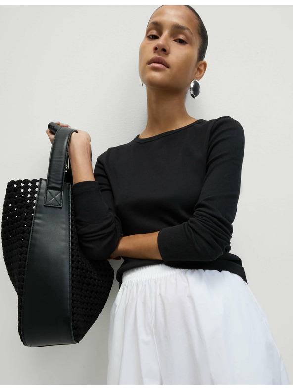 Marks & Spencer Rebrast top z visokim deležem bombaža Marks & Spencer črna