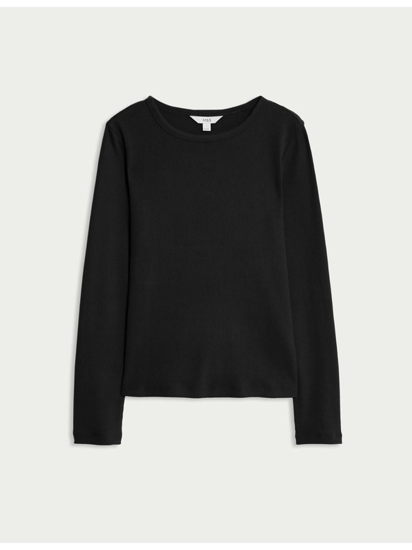 Marks & Spencer Rebrast top z visokim deležem bombaža Marks & Spencer črna