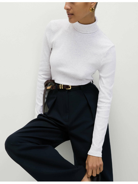 Marks & Spencer Rebrast top z visokim ovratnikom in visokim deležem bombaža Marks & Spencer smetana