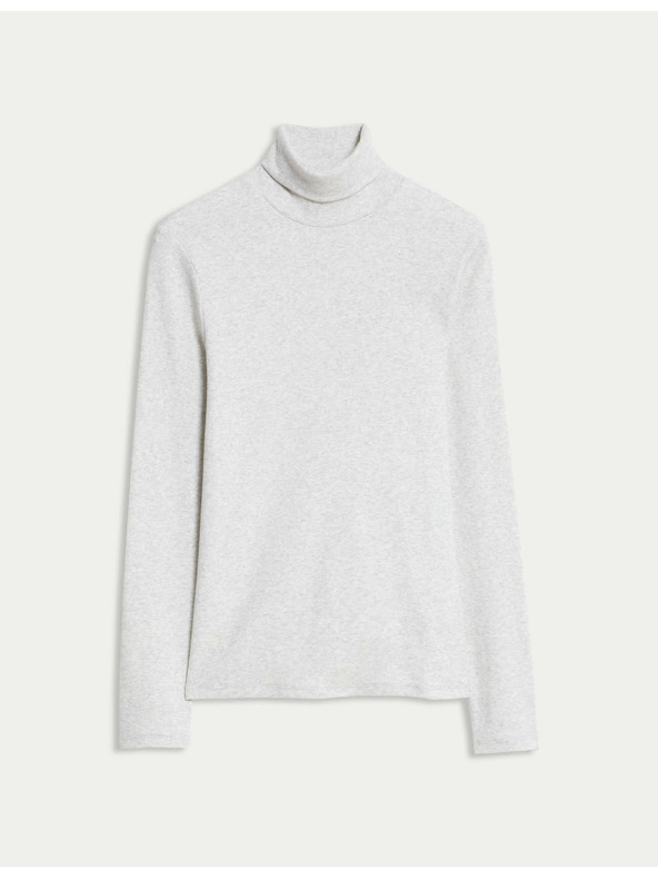 Marks & Spencer Rebrast top z visokim ovratnikom in visokim deležem bombaža Marks & Spencer smetana