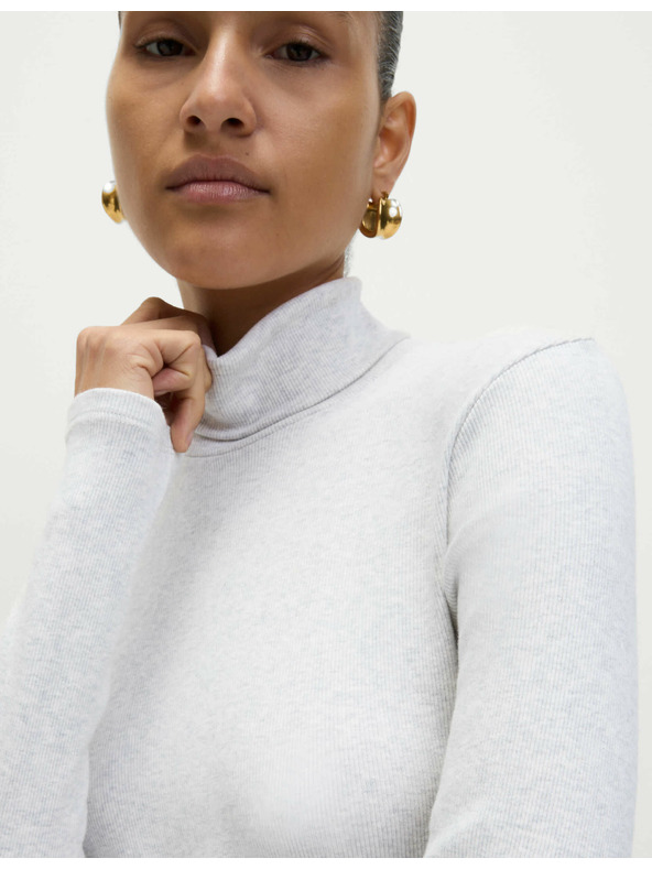 Marks & Spencer Rebrast top z visokim ovratnikom in visokim deležem bombaža Marks & Spencer smetana