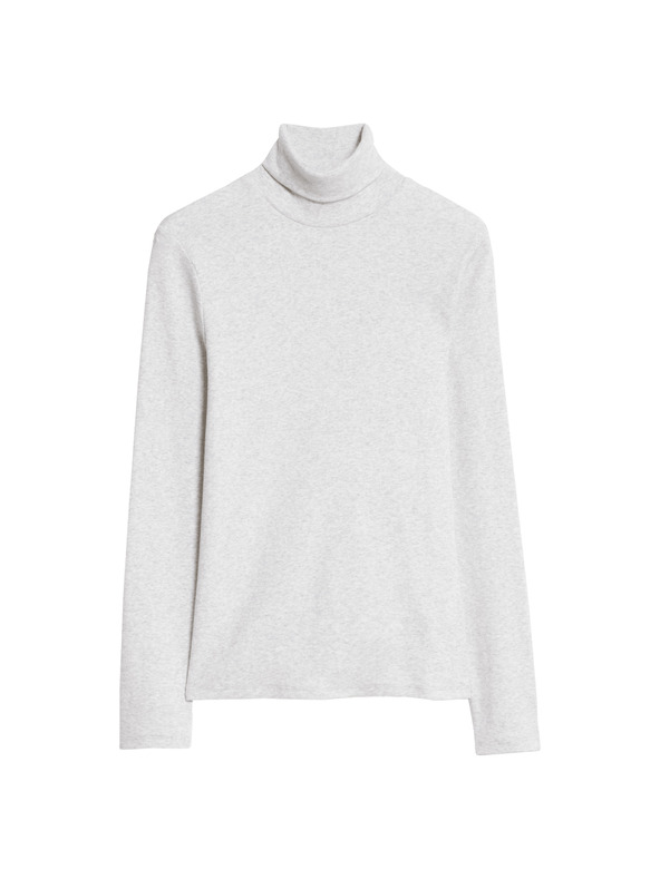 Marks & Spencer Rebrast top z visokim ovratnikom in visokim deležem bombaža Marks & Spencer smetana