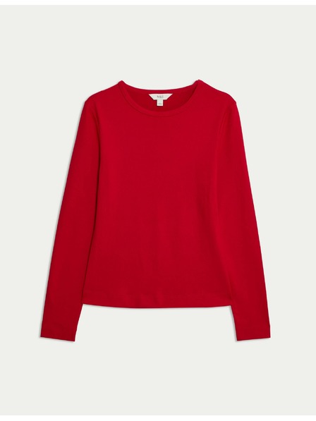 Marks & Spencer Top z dolgimi rokavi tesnega kroja Marks & Spencer rdeča