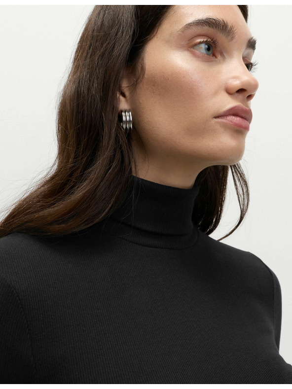 Marks & Spencer Rebrast top z visokim ovratnikom in visokim deležem bombaža Marks & Spencer črna