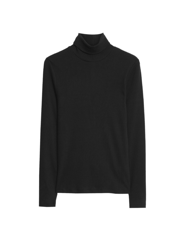 Marks & Spencer Rebrast top z visokim ovratnikom in visokim deležem bombaža Marks & Spencer črna