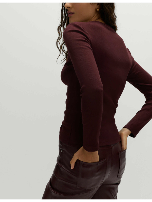 Marks & Spencer Rebrast top z visokim deležem bombaža Marks & Spencer rdeča