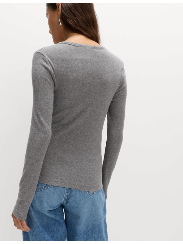 Marks & Spencer Rebrast top z V-izrezom z visokim deležem bombaža Marks & Spencer siva