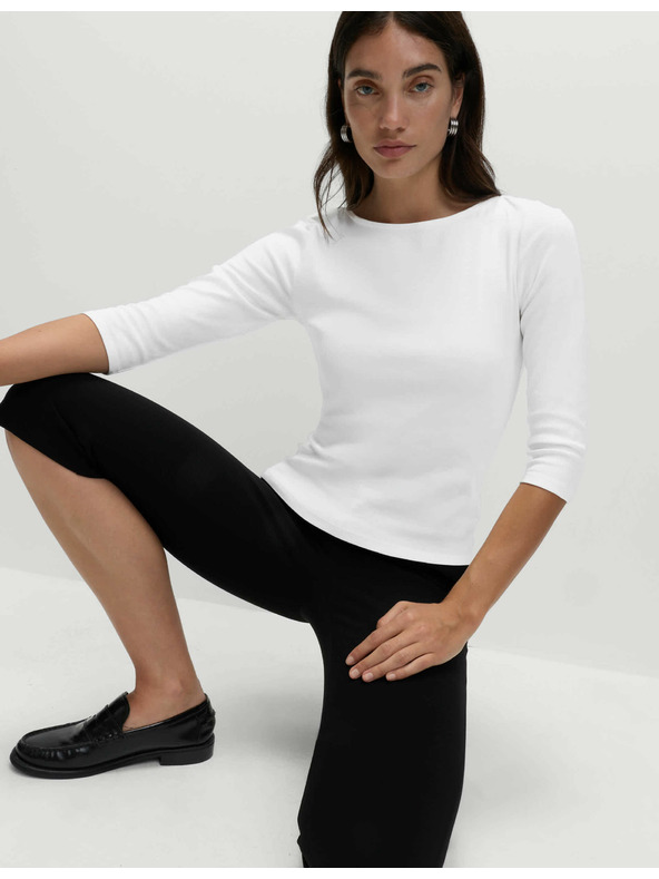 Marks & Spencer Top ozkega kroja iz čiste bombaže Marks & Spencer bela