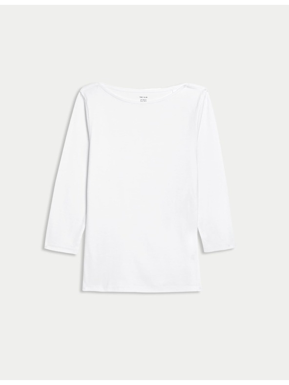 Marks & Spencer Top ozkega kroja iz čiste bombaže Marks & Spencer bela