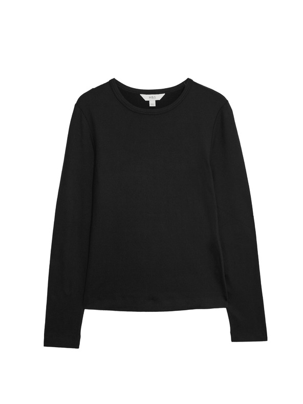 Marks & Spencer Top z dolgimi rokavi tesnega kroja Marks & Spencer črna