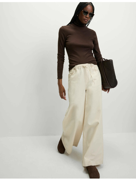 Marks & Spencer Rebrast top z visokim ovratnikom in visokim deležem bombaža Marks & Spencer rjava